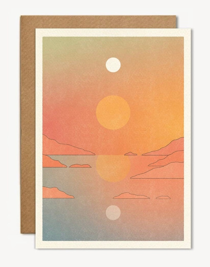 Sunset greeting card with brown envelope