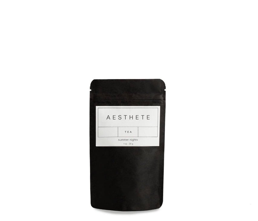summer night aesthete tea blend in black bag with white background
